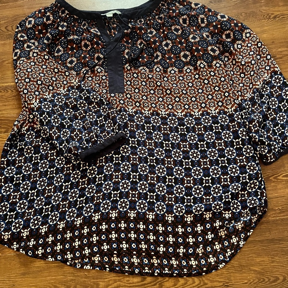 Valerie Stevens Black and Brown Patterned Blouse
